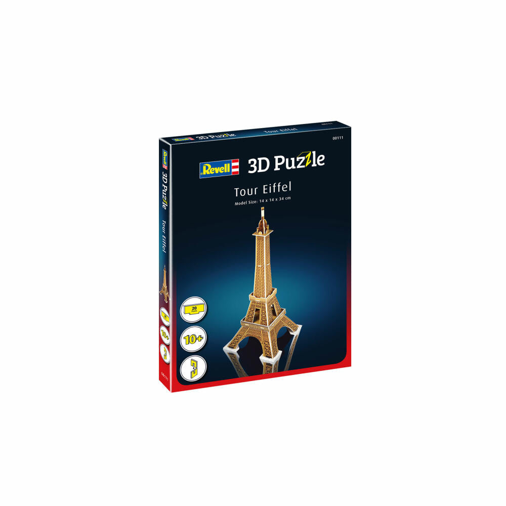 Revell 3D Puzzle Eiffelturm, Sehenswürdigkeit, 3D-Steckpuzzle, 20 Teile, 00111