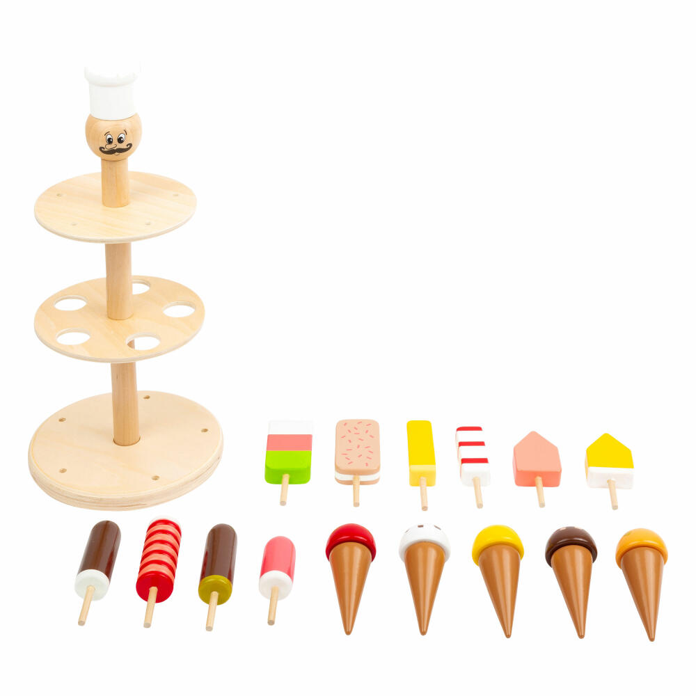 Legler Eisständer Luigi Gelato 16-tlg., Eis-Theke für Kaufladen, Zubehör, Holz, 11488
