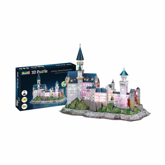 Revell 3D Puzzle Schloss Neuschwanstein, LED Edition, mit Beleuchtung, 128 Teile, ab 10 Jahren, 00151