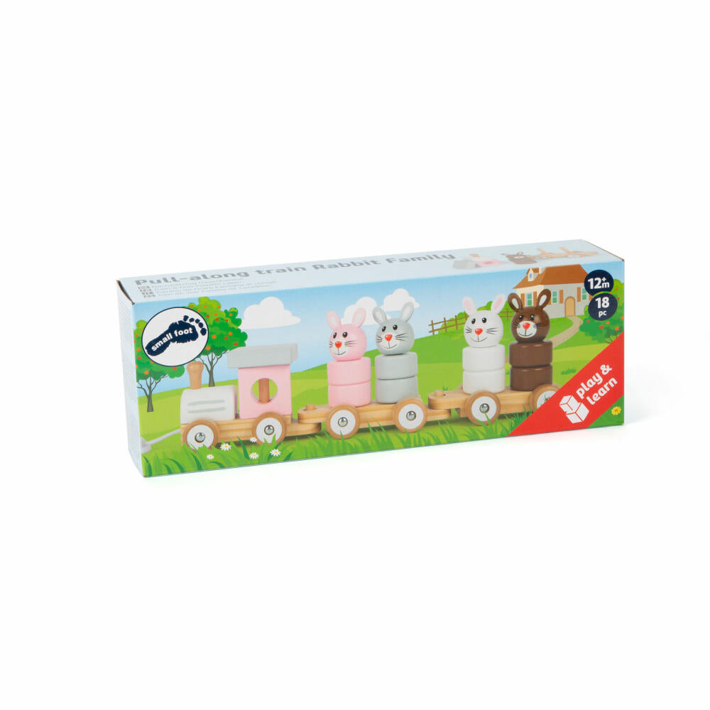 Legler small foot Nachziehzug Hasenfamilie, Nachziehspielzeug, Schiebespielzeug, Kinder Spielzeug, 11719