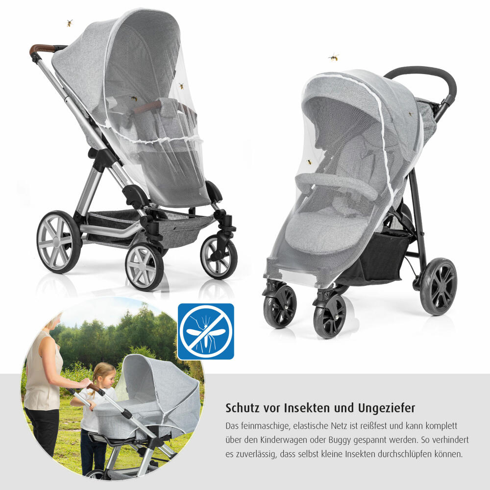 reer BiteSafe Insektenschutz für Kinderwagen, Moskitonetz, Mückennetz, Fliegennetz, Polyester, Weiß, 87030