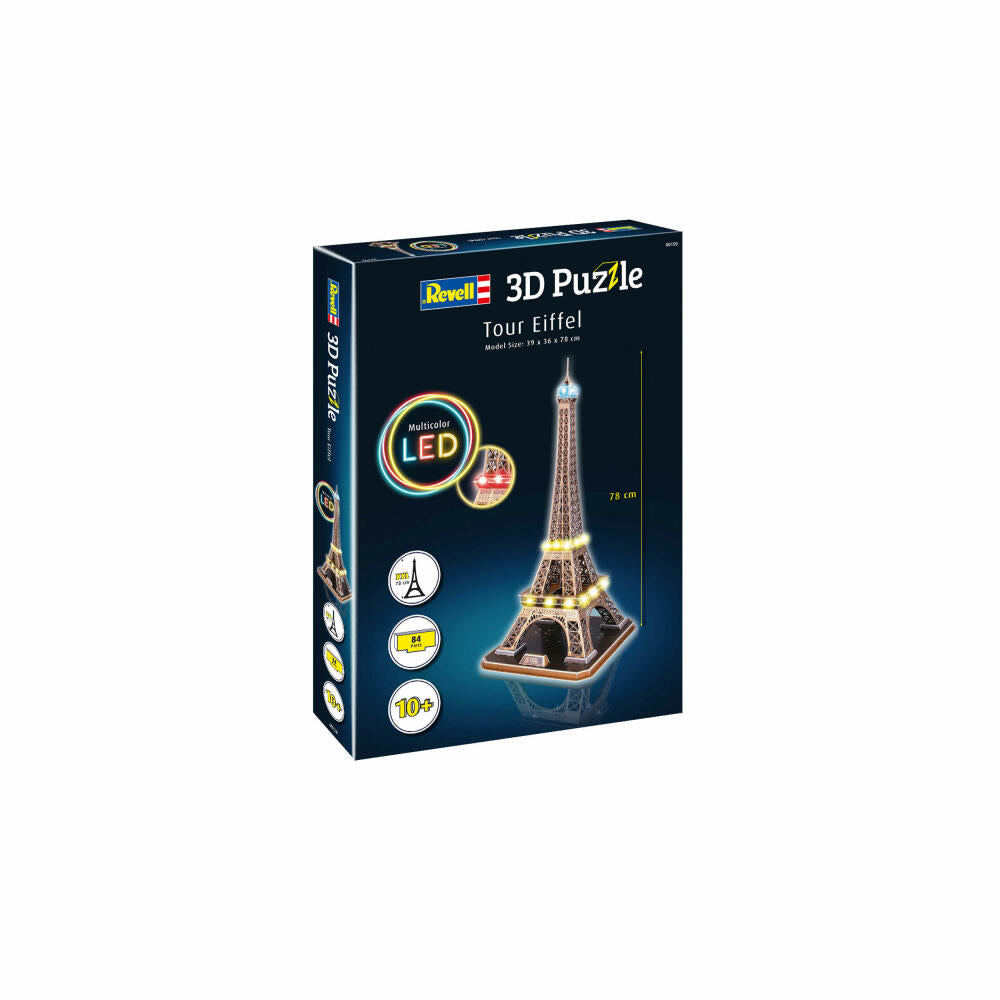 Revell 3D Puzzle Eiffelturm, LED Edition, mit Beleuchtung, 84 Teile, ab 10 Jahren, 00150