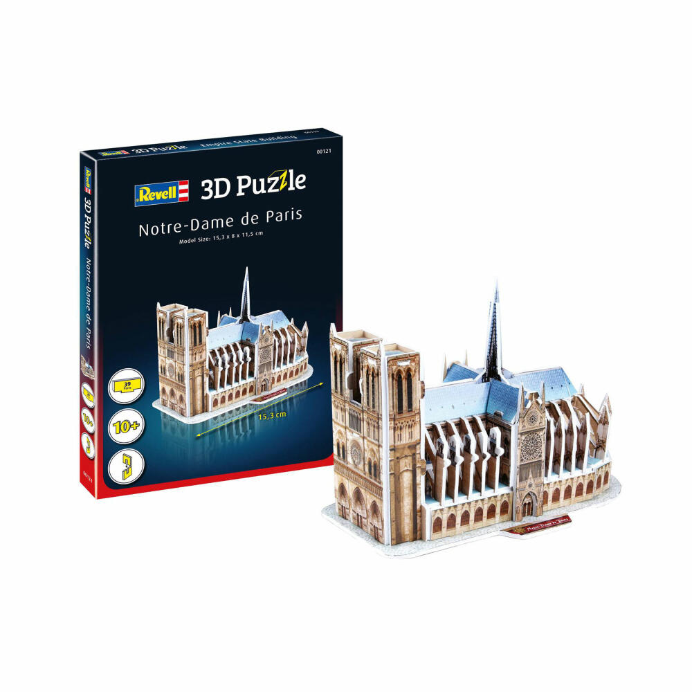 Revell 3D Puzzle Notre-Dame de Paris, Sehenswürdigkeit, 3D-Steckpuzzle, 39 Teile, 00121