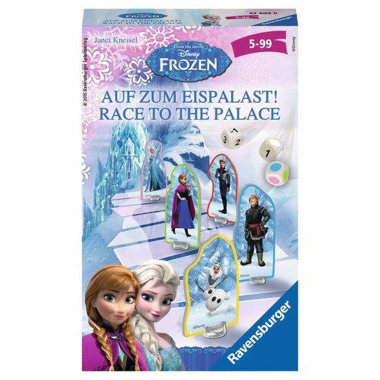 Ravensburger Bring-along Games Disney Frozen Off to the Ice Palace, Tactical Running Game, Dice Game, Dice Betting Game, Children's Game, Children's Game, Ice Queen, 23402 8