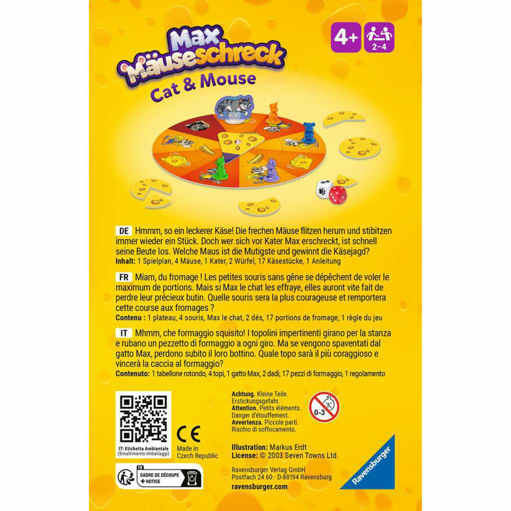 Ravensburger Mitbringspiele Max Mäuseschreck, Würfelspiel, Kinderspiel, Kinder Spiel, 22466
