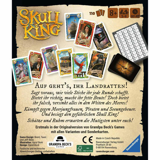 Ravensburger Skull King, Stichkartenspiel, Kartenspiel, Familienspiel, ab 8 Jahren, 22578