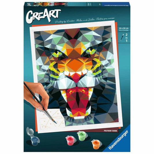 Ravensburger CreArt Polygon Tiger, Malen nach Zahlen, Malset, Malvorlage, Malen, 23514