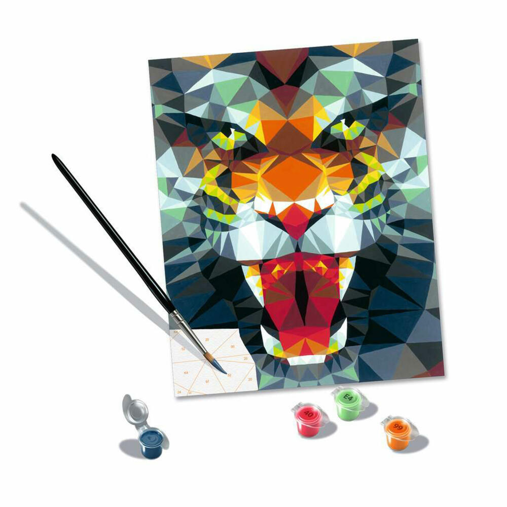 Ravensburger CreArt Polygon Tiger, Malen nach Zahlen, Malset, Malvorlage, Malen, 23514