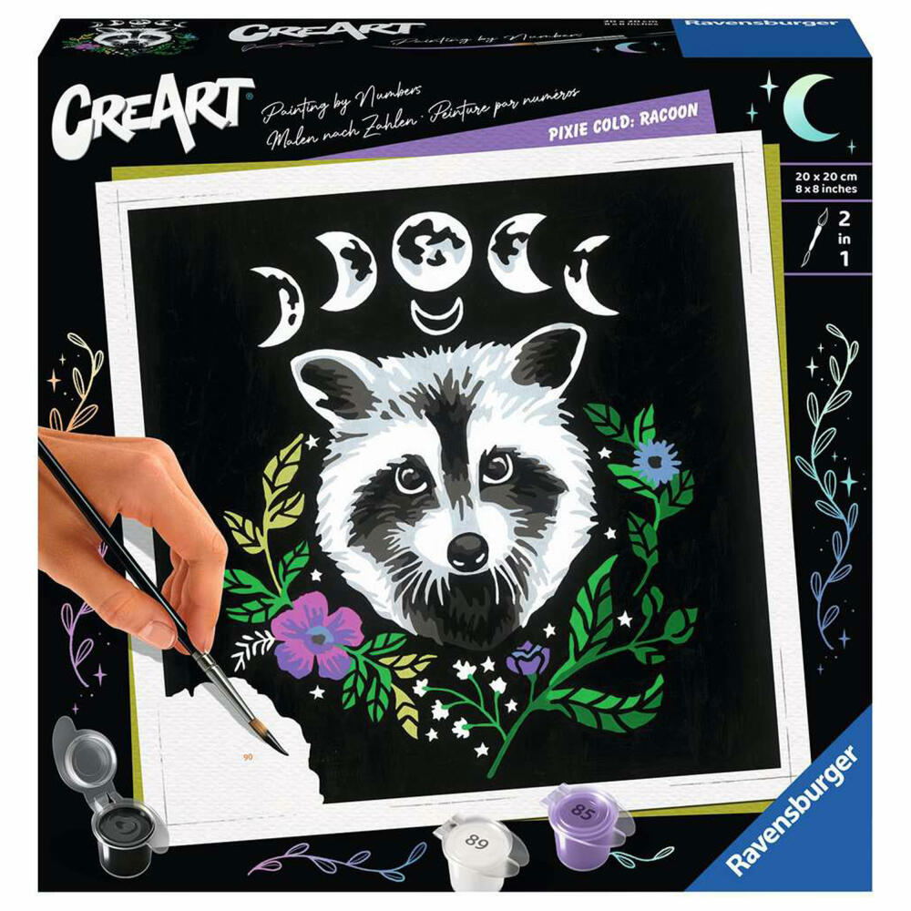 Ravensburger CreArt Pixie Cold: Racoon, Painting by Numbers, Painting Set, Coloring Page, Painting, 23509