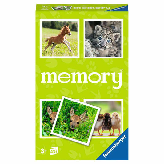 Ravensburger Mitbringspiele Tierbaby memory, Memospiel, Suchspiel, Kinderspiel, 22458