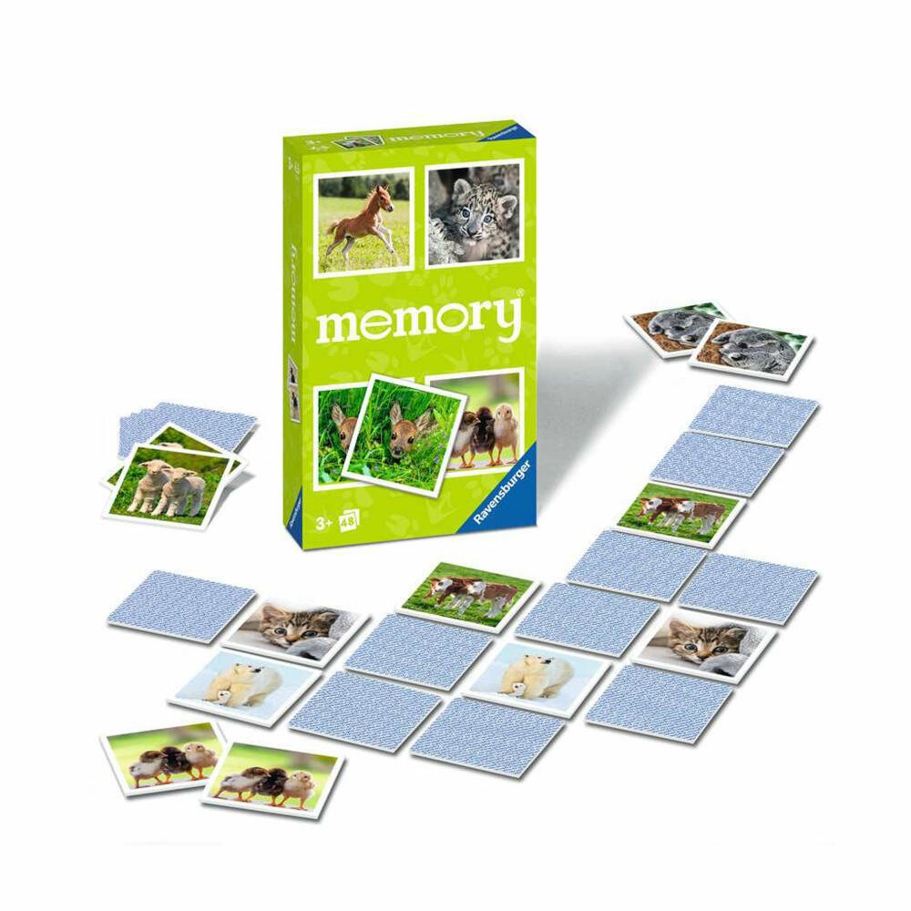 Ravensburger Mitbringspiele Tierbaby memory, Memospiel, Suchspiel, Kinderspiel, 22458