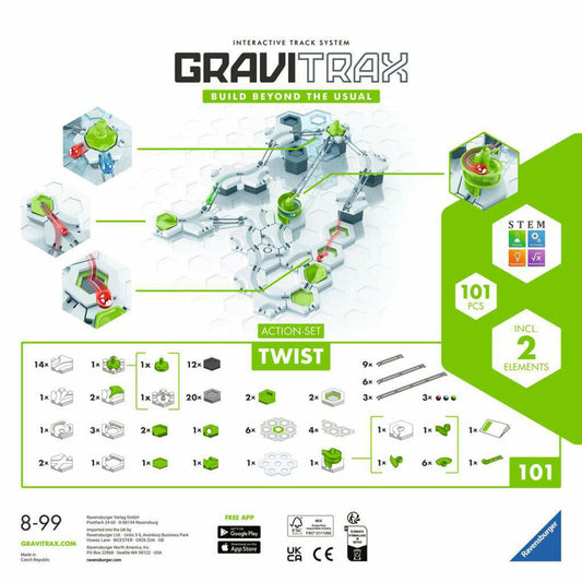 Ravensburger GraviTrax Action-Set Twist, Interaktives Kugelbahnsystem, Kugelbahn, Zubehör, 22576