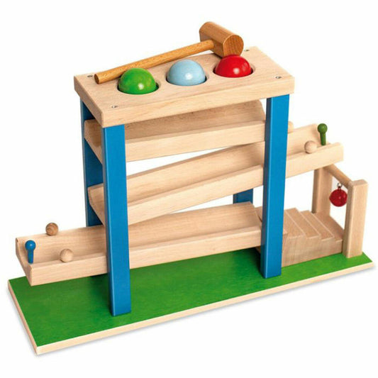 Nemmer Spielmaus wooden ball knocking bench with bell gate