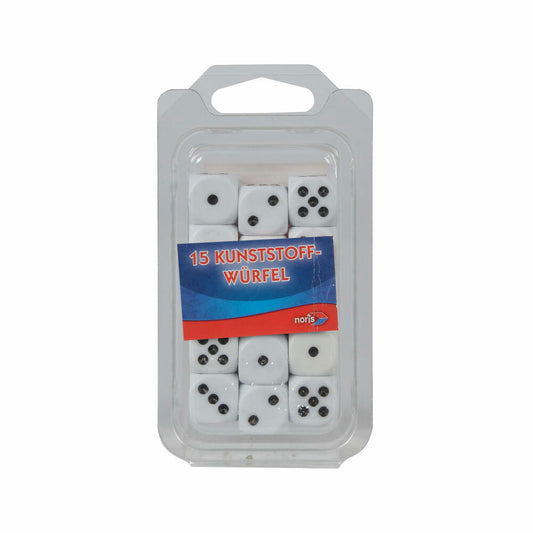 Noris eye dice, replacement dice, dice, game dice, plastic, white, 16 mm, 15 pieces, 606154361