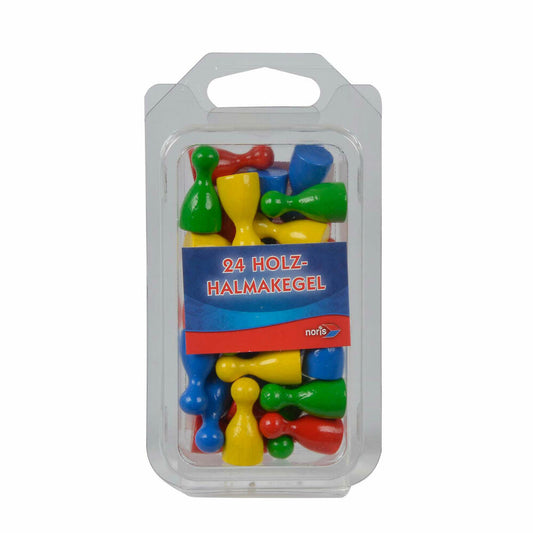 Noris Halma cones, Halma figures, game figures, replacement figures, wood, colored, 24 pieces, 606154362