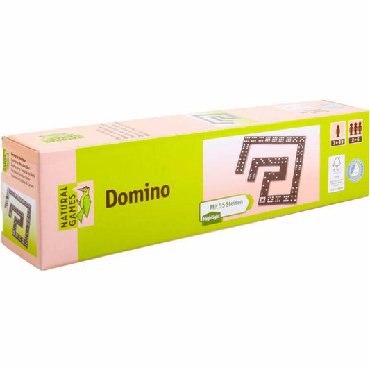 Natural Games Domino in wooden box, 55 stones