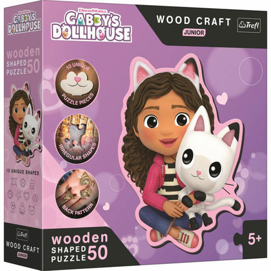 Trefl Wooden Contour Puzzle Junior 50 Gabbys Dollhouse, Wooden Puzzle, Children's Puzzle, Puzzle, from 5 years, 20202
