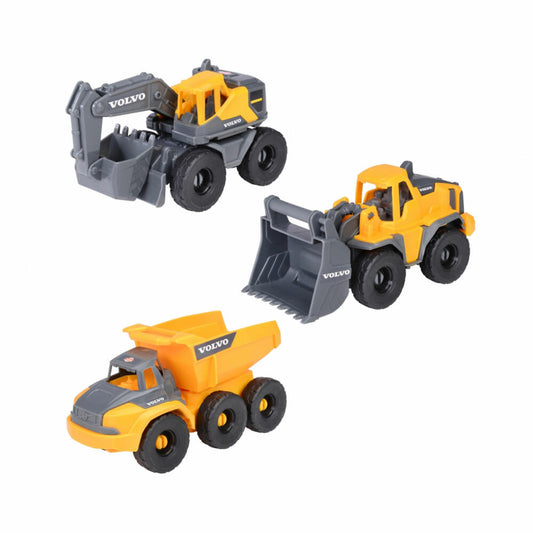 Dickie Toys Volvo Construction Set, 3-piece, excavator, wheel loader, dump truck, toy car, 203722015