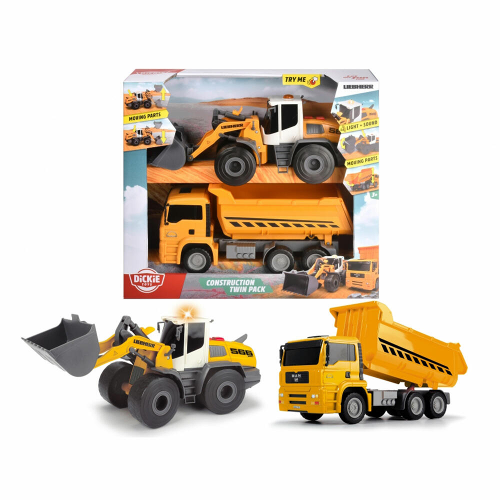 Dickie Toys Construction Twin Pack, construction vehicles, excavator, truck, toy, 203726008
