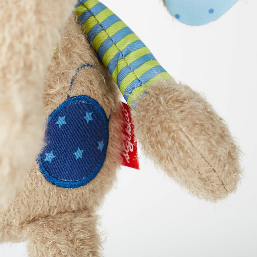 sigikid Patchwork Sweety Elephant, Cuddly Toy, Plush Toy, Stuffed Toy, Polyester, 26 cm, Blue, 42962