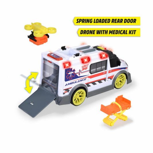 Dickie Toys Ambulanz, Spielzeug-Krankenwagen, Spielzeugauto, Rettungswagen, 203307003
