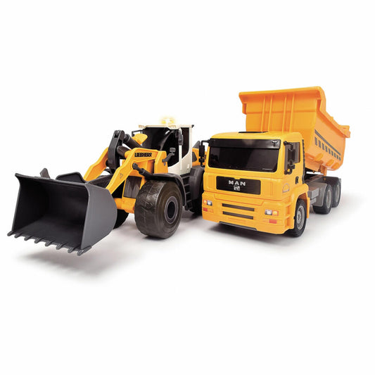 Dickie Toys Construction Twin Pack, Baustellenfahrzeuge, Bagger, LKW, Spielzeug, 203726008
