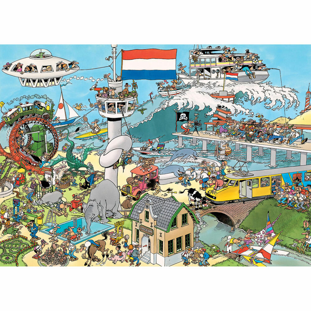 Jumbo Spiele Jan van Haasteren - Verkehrschaos & Zu Luft, Land und See, Puzzle, Erwachsenenpuzzle, Puzzlespiel, 2 x 1000 Teile, 20073