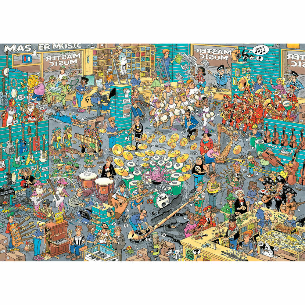 Jumbo Spiele Jan van Haasteren - Musik-Shop & Urlaubsfieber, Puzzle, Erwachsenenpuzzle, Puzzlespiel, 2 x 1000 Teile, 20049