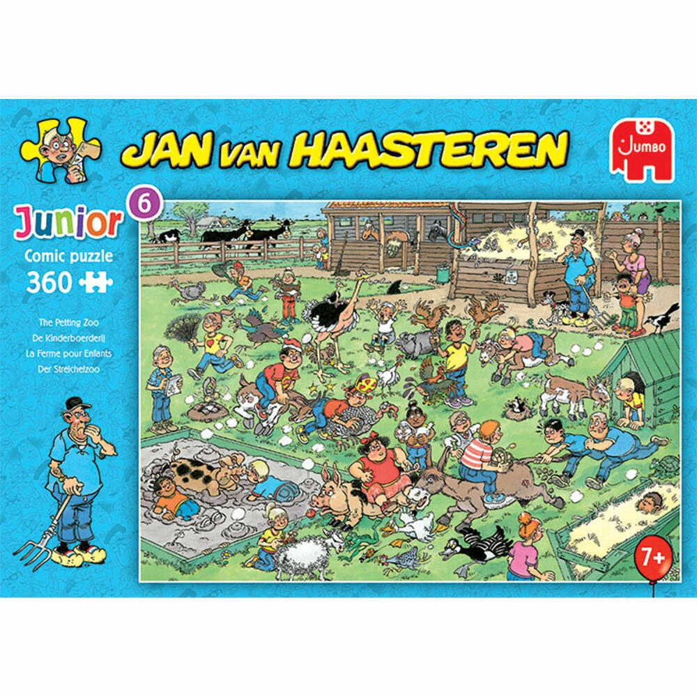 Jumbo Spiele Jan van Haasteren Junior Streichelzoo, Kinderpuzzle, Kinder Puzzle, Legespiel, 360 Teile, 20063