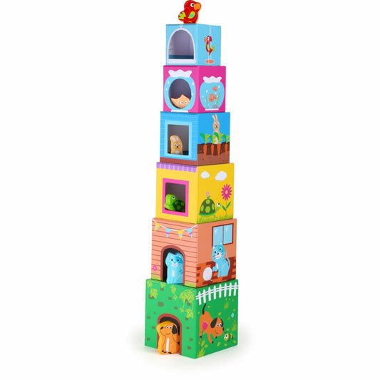 Legler small foot Stapelwürfel mit Figuren Haustiere, ab 12 Monate, 10044