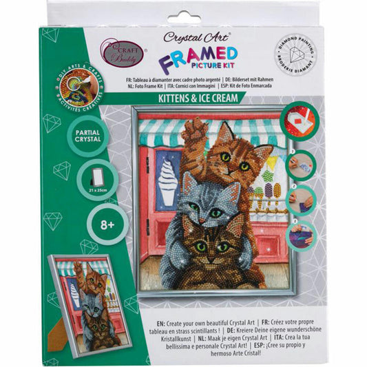Crystal Art Framed Picture Cats