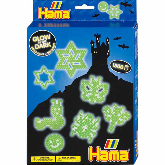 Hama Iron-On Beads Small Gift Pack Glow in the Dark, 1,500 Pieces