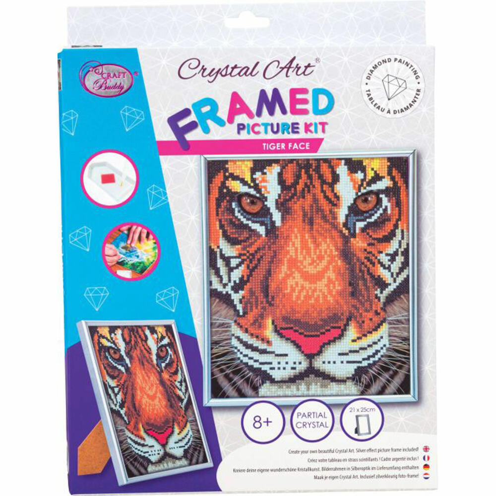 Crystal Art framed picture Tiger Face 21 x 25 cm