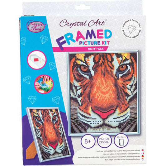 Crystal Art framed picture Tiger Face 21 x 25 cm