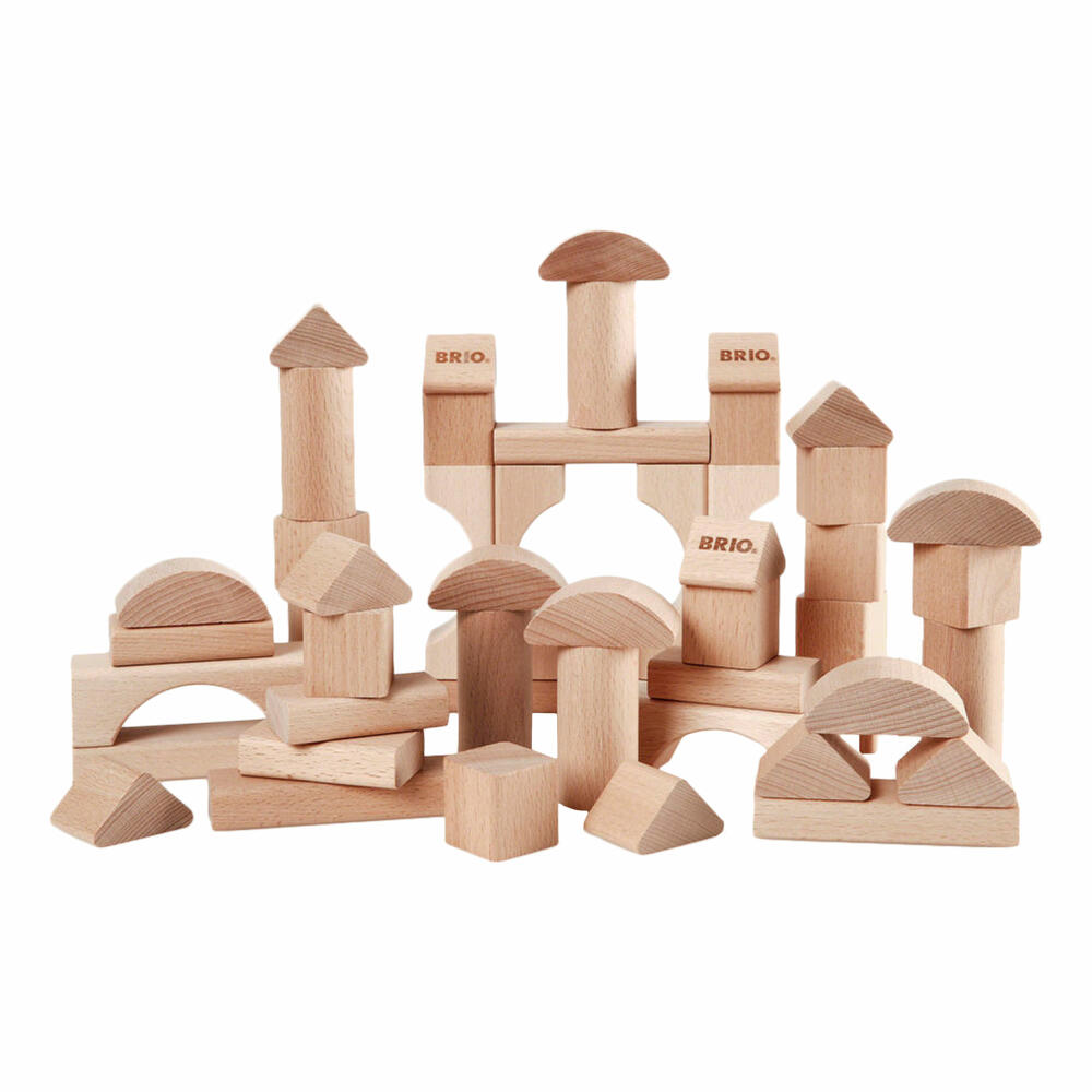 BRIO Natural Wooden Building Blocks, 50 pcs., Building Blocks, Building Blocks, Wooden Blocks, Wooden Toys, Wooden Toys, Toddler, 30113