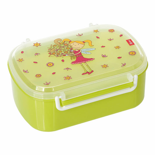 sigikid Brotzeitbox Fee Florentine, Brotbox, Brotdose, Butterbrotdose, Vesperdose, Kinder, Kunststoff, Grün / Pink, 24782