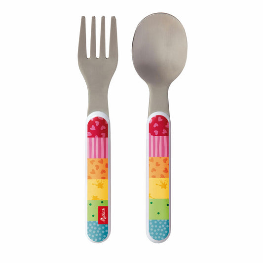 sigikid Besteckset Rainbow Rabbit, 2-tlg., Löffel, Gabel, Kinderbesteck, Hase, Rostfreier Stahl / ABS, 24870