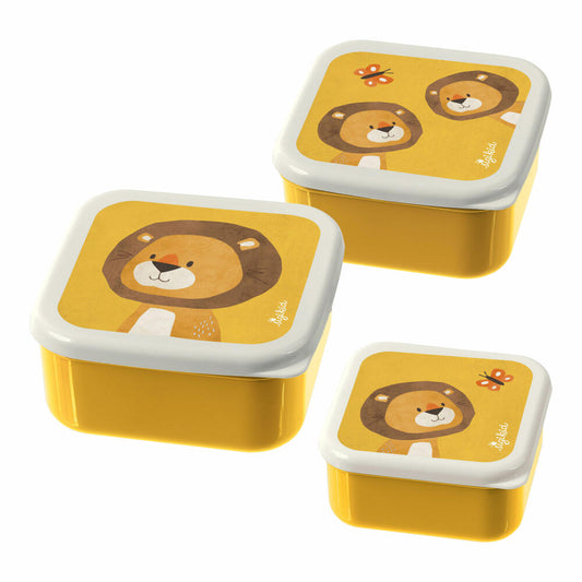sigikid Snackboxen Löwe, 3-tlg., Lunchbox, Brotdose, Vesperdose, Brotbox, Frühstücksdose, Kinder, Kunststoff, Gelb, 25114
