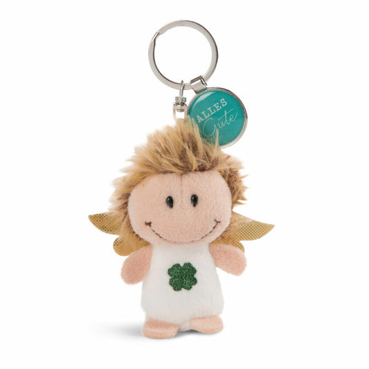 NICI Messenger Engel mit Kleeblatt Schlüsselanhänger, mit Anhänger Alles Gute, Schutzengel, Glücksbringer, 7 cm, 47523