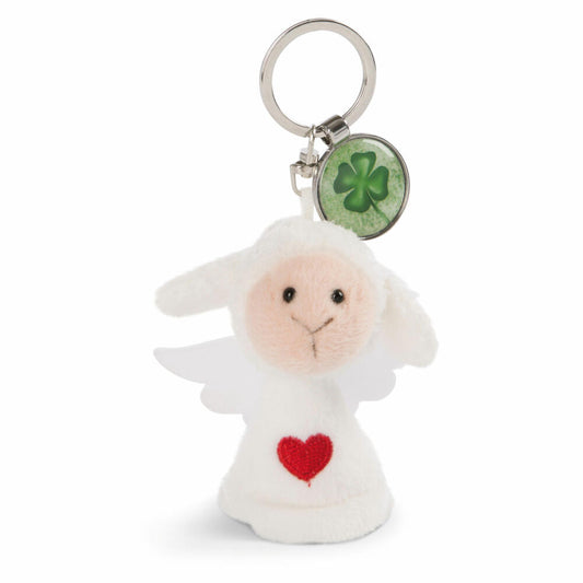 NICI Messenger Engel mit Herz Schlüsselanhänger, mit Anhänger Kleeblatt, Schutzengel, Glücksbringer, 7 cm, 47521