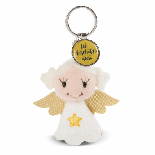 NICI Messenger Engel mit Stern Schlüsselanhänger, mit Anhänger Ich beschütze dich, Schutzengel, Glücksbringer, 7 cm, 47528