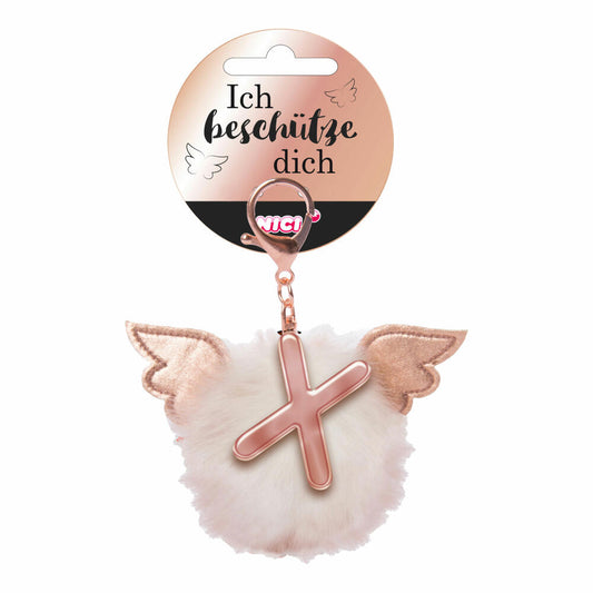 NICI Schutzengel Schutzbommel ABC-Anhänger, Buchstabe X, Taschenanhänger, Schlüsselanhänger, Bommel mit Flügeln, Plüsch, 46992