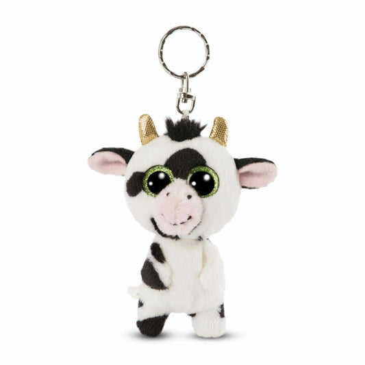 NICI Glubschis Keyring Cow Moolon, Dangling, Key Pendant, Plush, Black / White, 9 cm, 47660