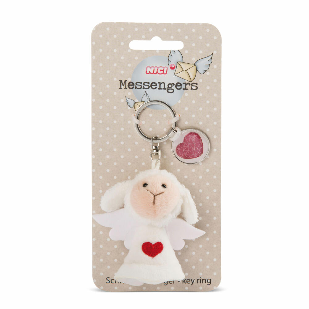 NICI Messenger Engel mit Herz Schlüsselanhänger, mit Anhänger Herz Symbol, Schutzengel, Glücksbringer, 7 cm, 47522