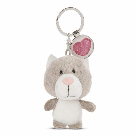NICI Messenger Katze Schlüsselanhänger, mit Anhänger Herz Symbol, Schlüssel Anhänger, Glücksbringer, 7 cm, 47531