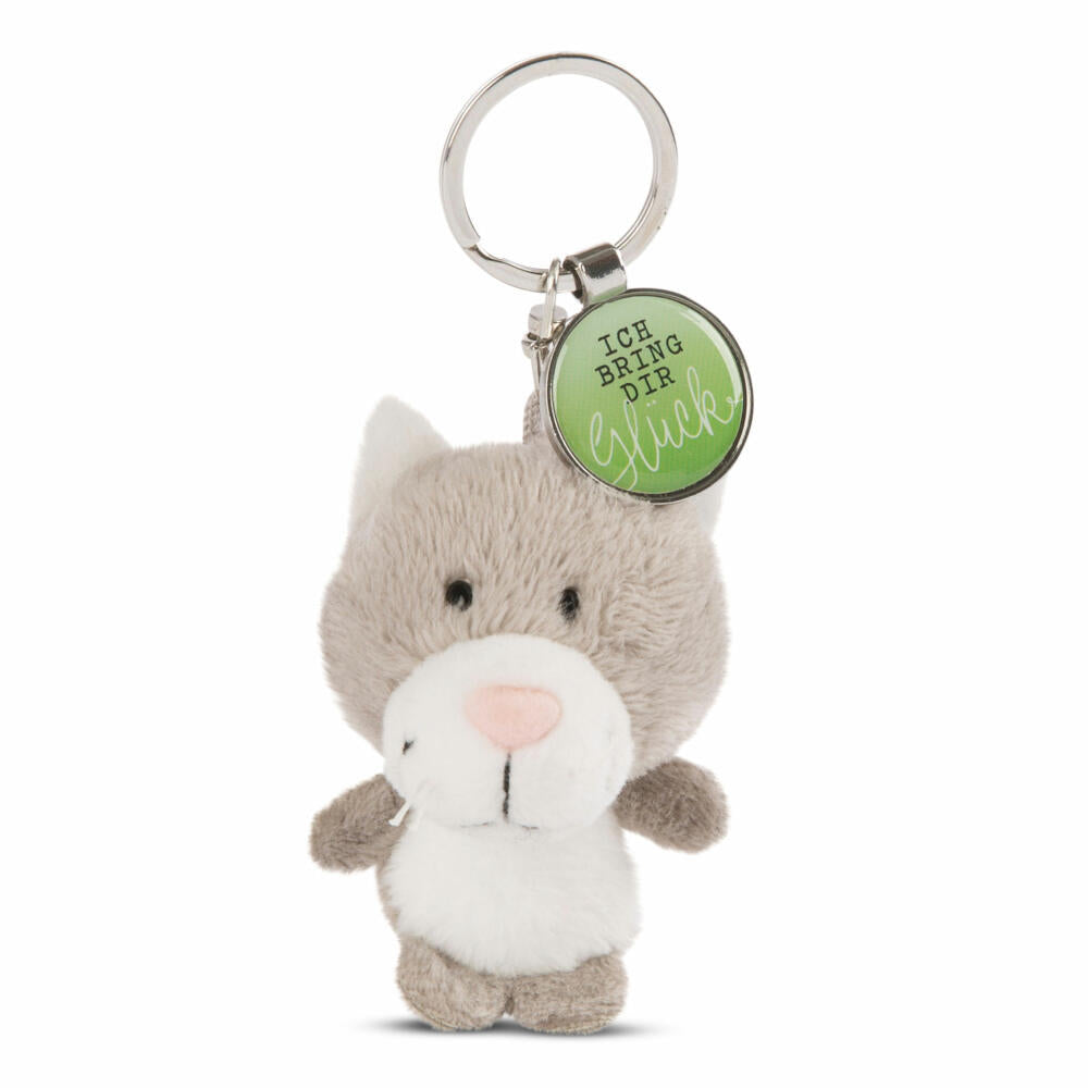 NICI Messenger Katze Schlüsselanhänger, mit Anhänger Ich bringe dir Glück, Schlüssel Anhänger, Glücksbringer, 7 cm, 47529