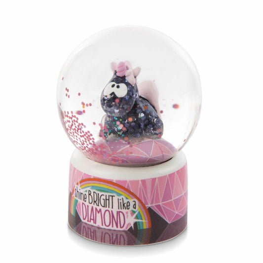 NICI Theodor and Friends Schüttelkugel Einhorn Diamond Dust, Schneekugel, Glitzerkugel, Deko, H 6.5 cm, 47656