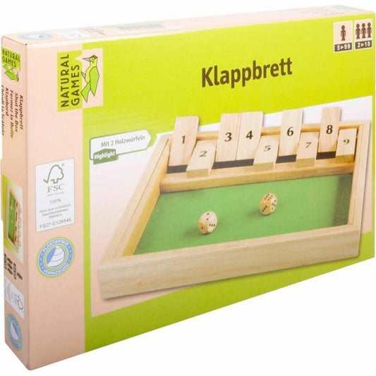 Natural Games Klappbrett, Klappenspiel, Würfelspiel, Brettspiel, Gesellschaftsspiel, ab 5 Jahre, 61058818