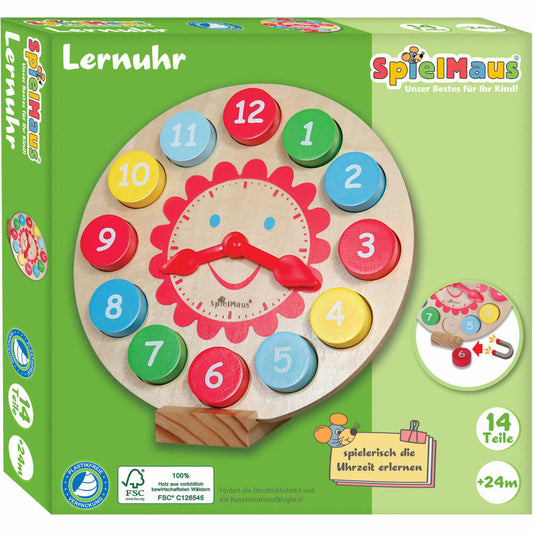 SpielMaus wooden learning clock
