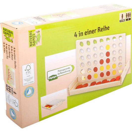 Natural Games 4 in a Row, Four in a Row, Family Game, Children's Game, Ages 5 and Up, 61051783